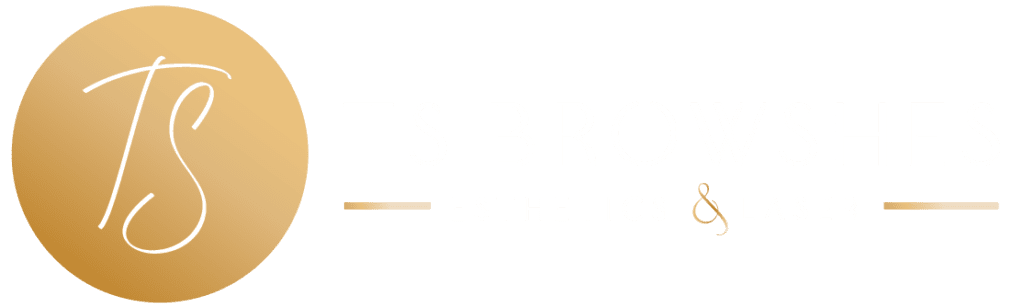 The logo of TS Browshes Esthetics and Laser, featuring the name of the business and its location in Pembroke Pines, Florida